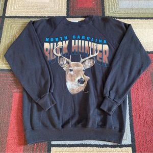 Vintage North Carolina Buck Hunter Sweater Crewneck Men's Size L USA Made